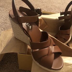 Womens Prada Rony Block Heel Sandal Size 7